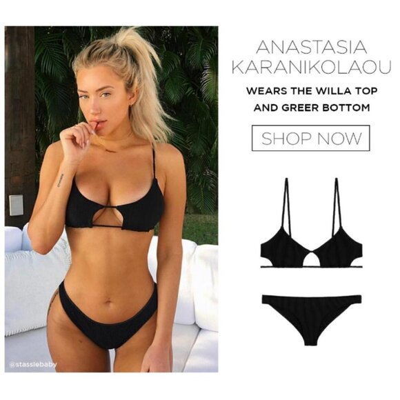 💕FRANKIE'S BIKINIS💕 Greer Ribbed Cheeky Bikini Bottom Black XL NWT - Picture 11 of 16